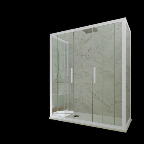Box doccia lati bianco vetro - doccia,